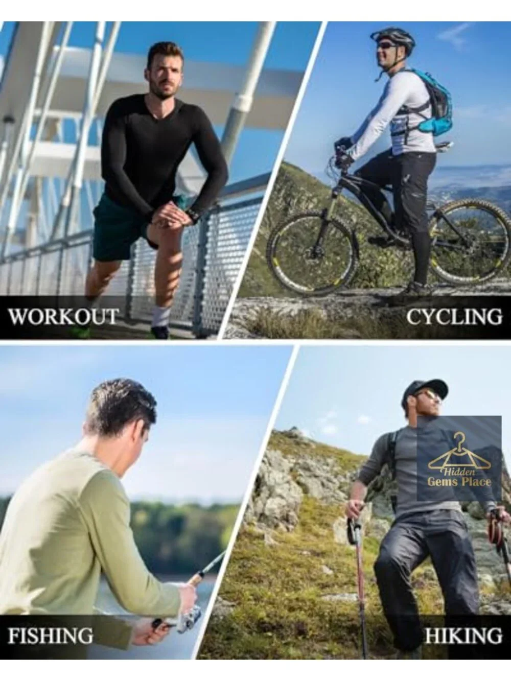 Men's UPF 50+ Long Sleeve Rash Guard Sun Protection Shirts 3 Pack